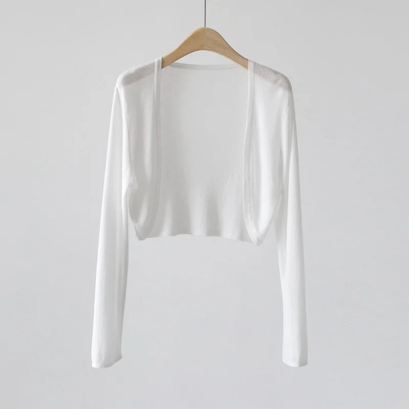 Uveng Uveng Silk Knitted Jersey Coat Women's Summer Shawl Spring With Thin Shoulder Air-Conditioning Shirt Short Top