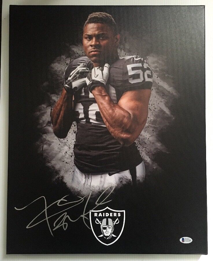 Khalil Mack Autographed Signed Custom 16x20 Canvas Oakland Raiders BECKETT COA 1