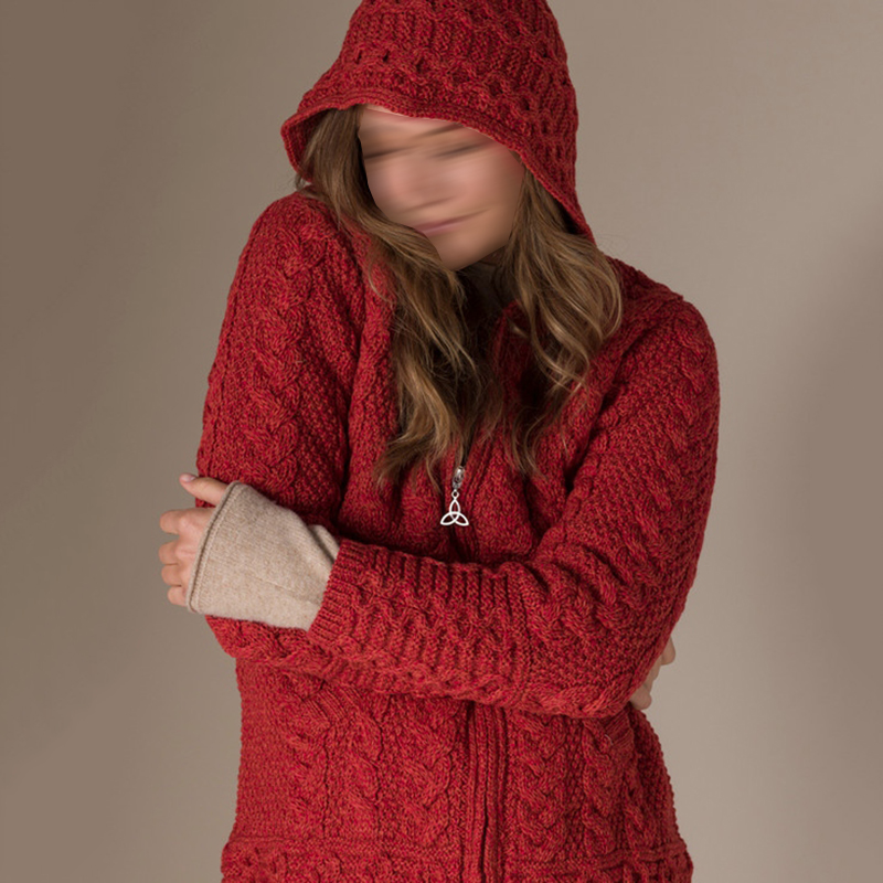 Celtic Knot Hooded Zip Aran Sweater wearshes