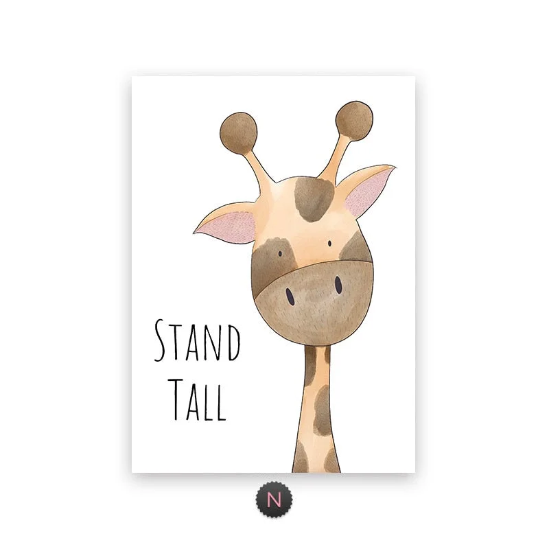 Cartoons Rabbit Wall Poster Art  Kids Room Decoration Cute Giraffe Living Room Poster On Canvas Prints Art Wall
