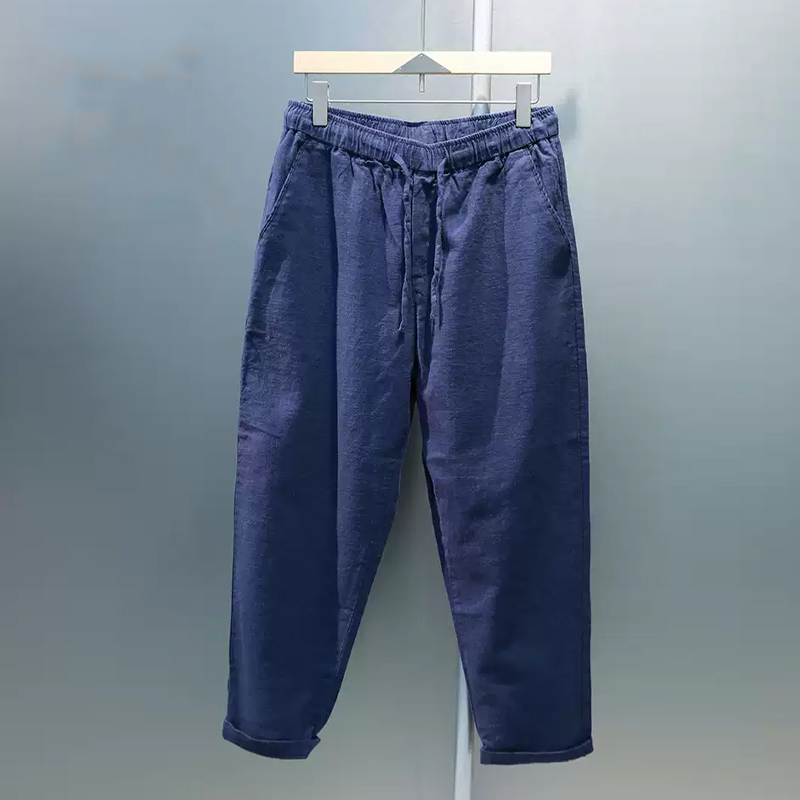 Men's Versatile Cotton And Linen Cropped Trousers
