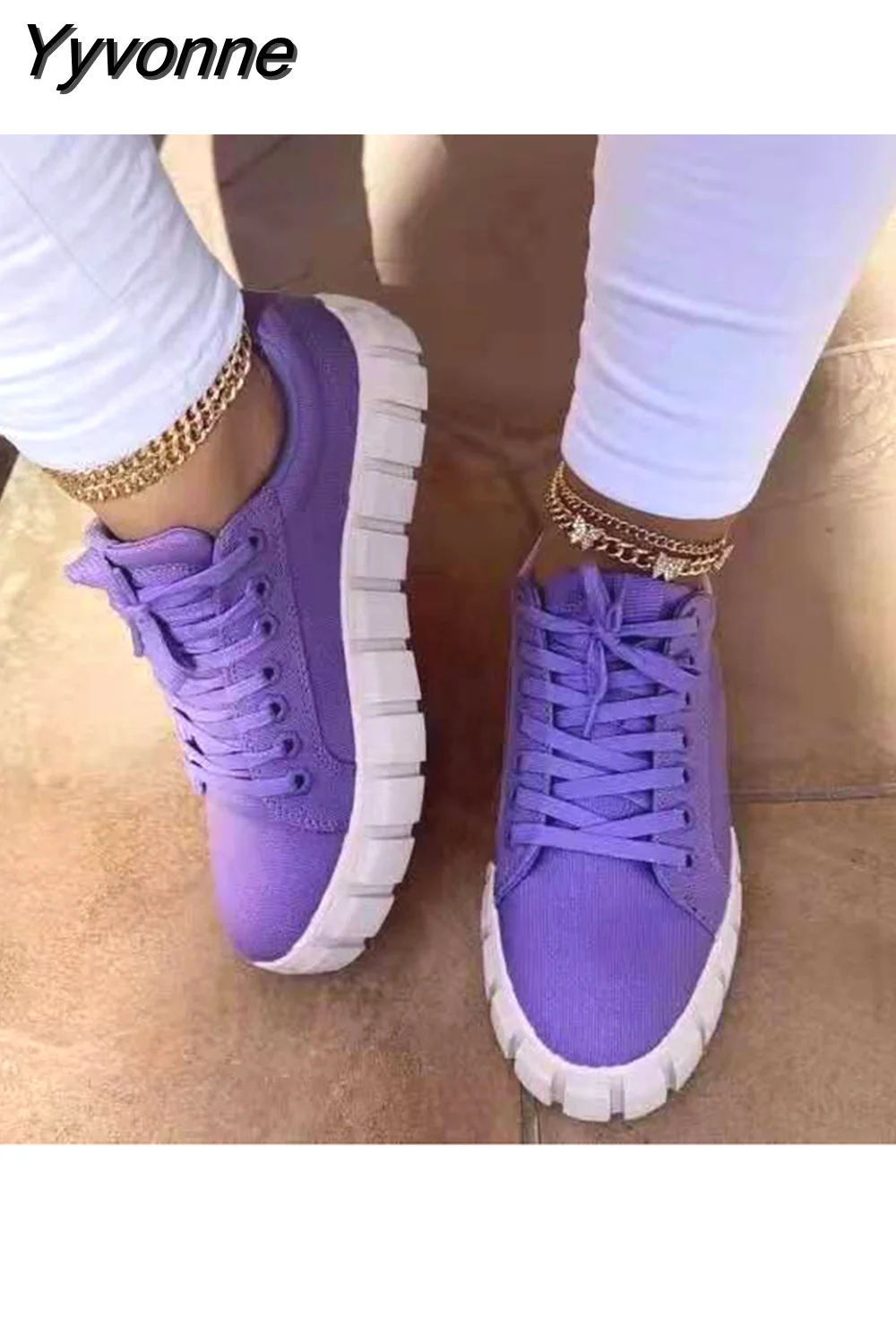 Yyvonne Women Vulcanize Shoes Casual Fashion 2023 New Woman Comfortable Breathable White Flats Female Platform Sneakers