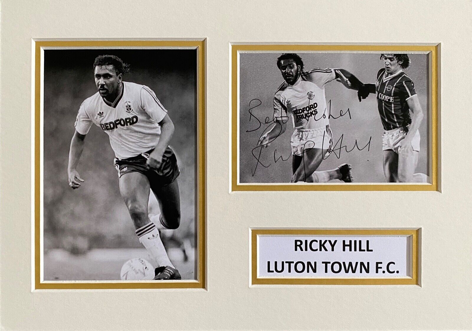 RICKY HILL HAND SIGNED A4 Photo Poster painting MOUNT DISPLAY LUTON TOWN FOOTBALL AUTOGRAPH 1