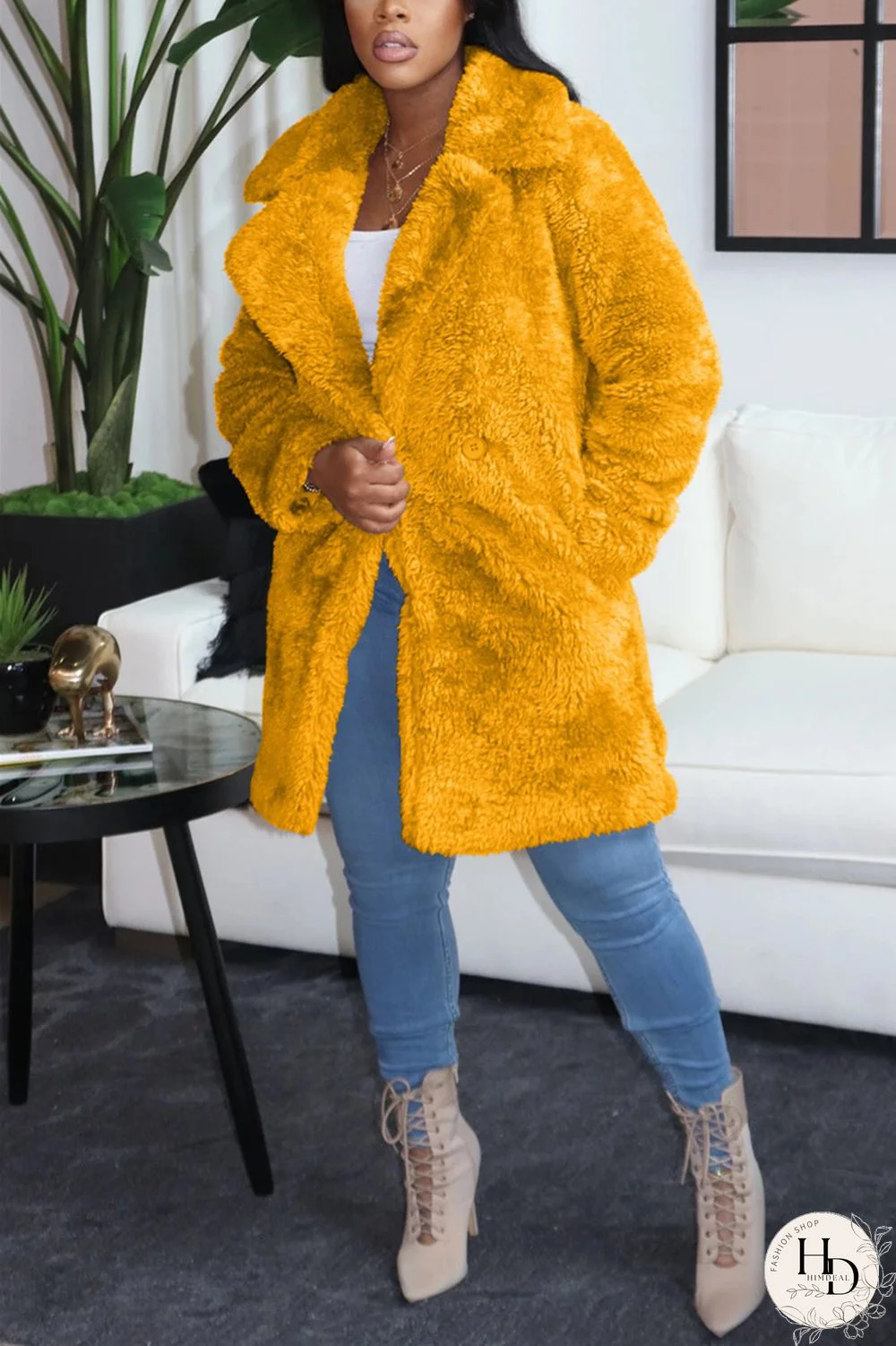 Rose Red Fashion Casual Solid Cardigan Turndown Collar Outerwear