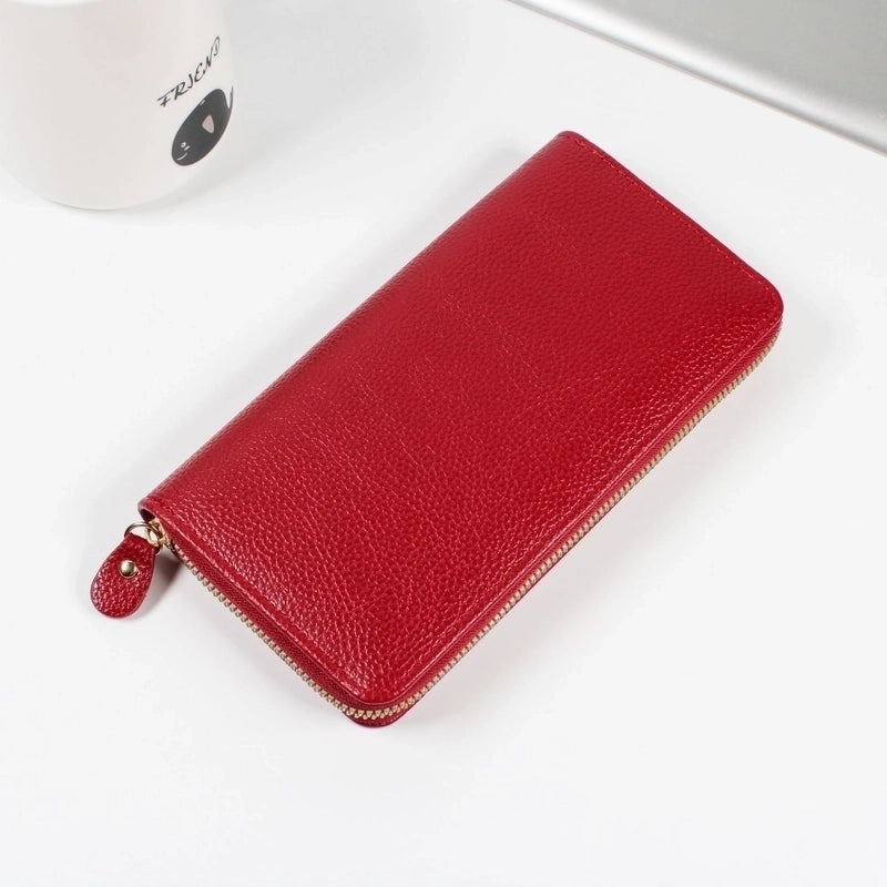 Women’s Solid Color Pu Leather Zipper Wallets