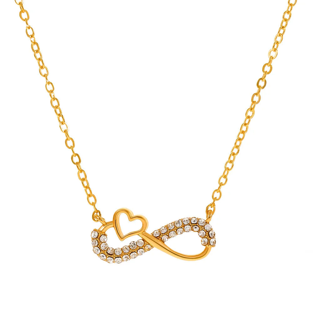 Figure 8 Love Heart Zirconia Gold Plated Necklace