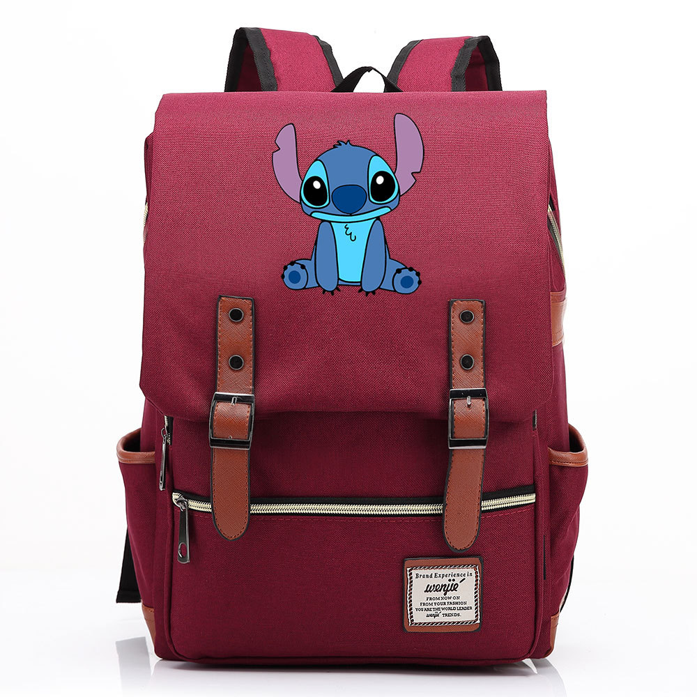 Stylish Lilo & Stitch Square Backpack with Belt Buckle Design - Fits 15-inch Laptop-Mayoulove