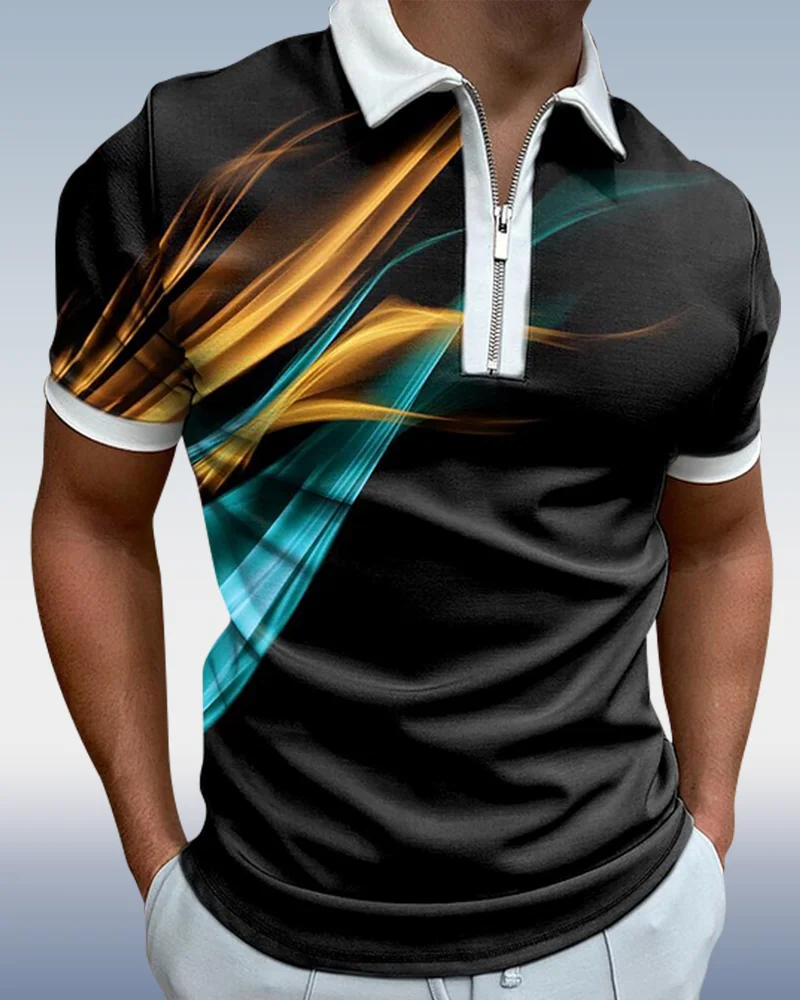 Suitmens Men's Contrasting Color Short Sleeve Polo Shirt 009
