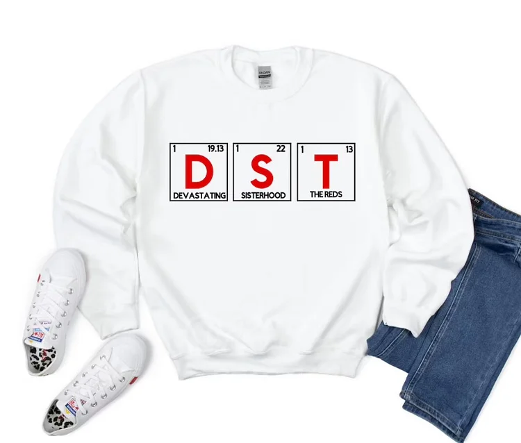 DST fashion printed round neck long sleeve sweater