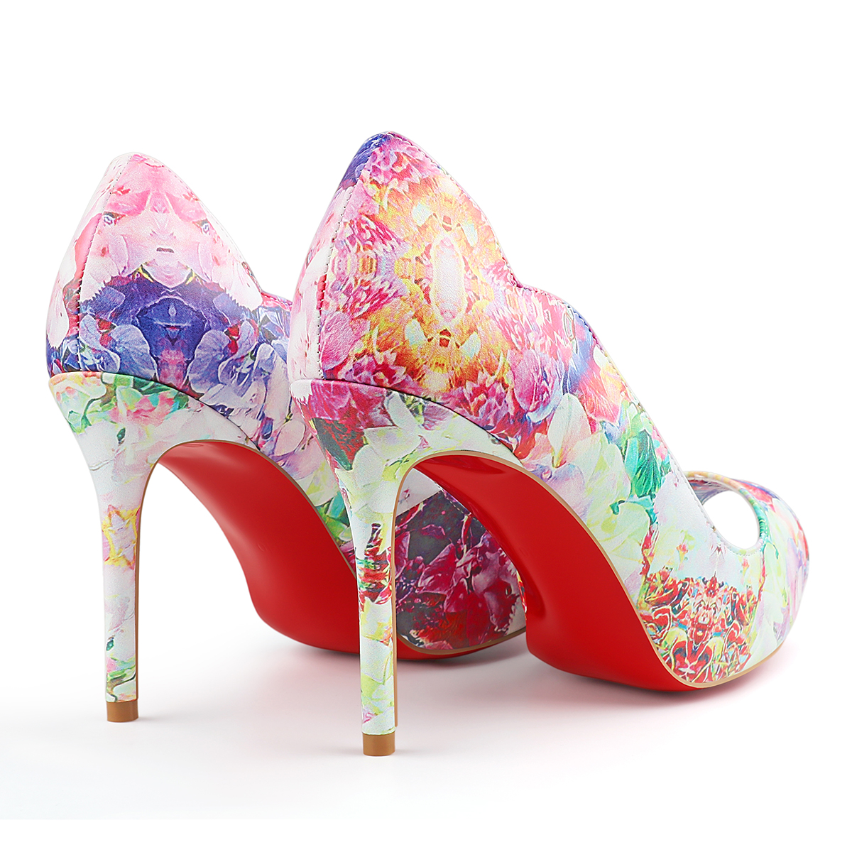 100mm Women's Platforms Heels Party Wedding Red Bottom Flowers Pumps-MERUMOTE