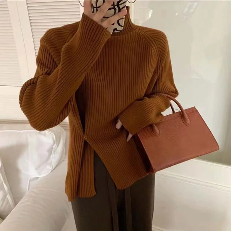 Uveng Uveng Women's Autumn And Winter Half-High Collar Long-Sleeved Sweater 2025 High-Collar Thick Wool Knitted Bottom Coat Inside