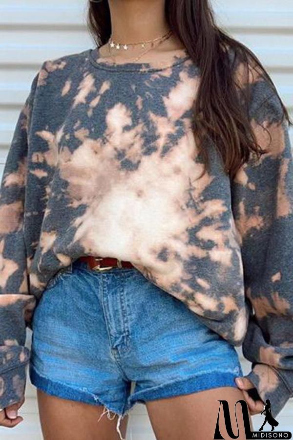 MidiSono - Tie-dye Print Long-sleeved Sweatshirt