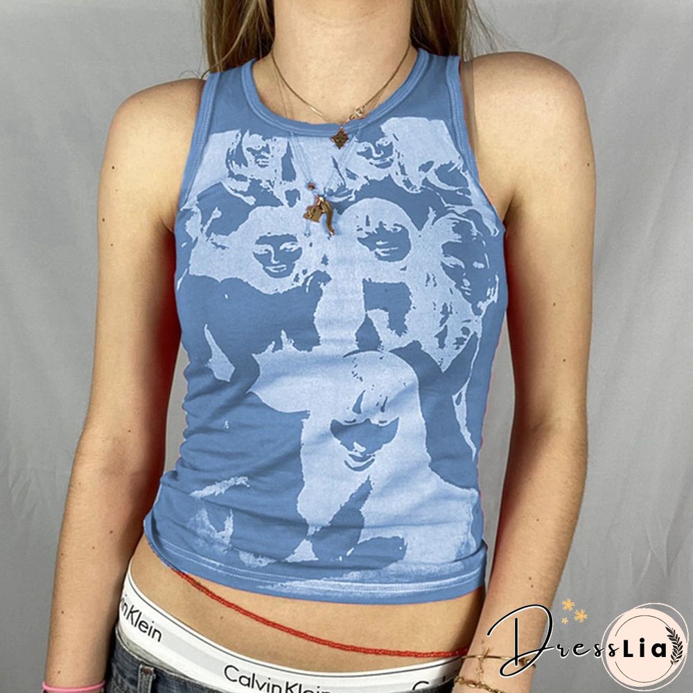 Vintage Girl Graphic Crop Tank Top