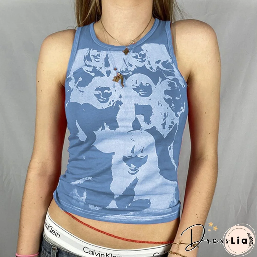 Vintage Girl Graphic Crop Tank Top