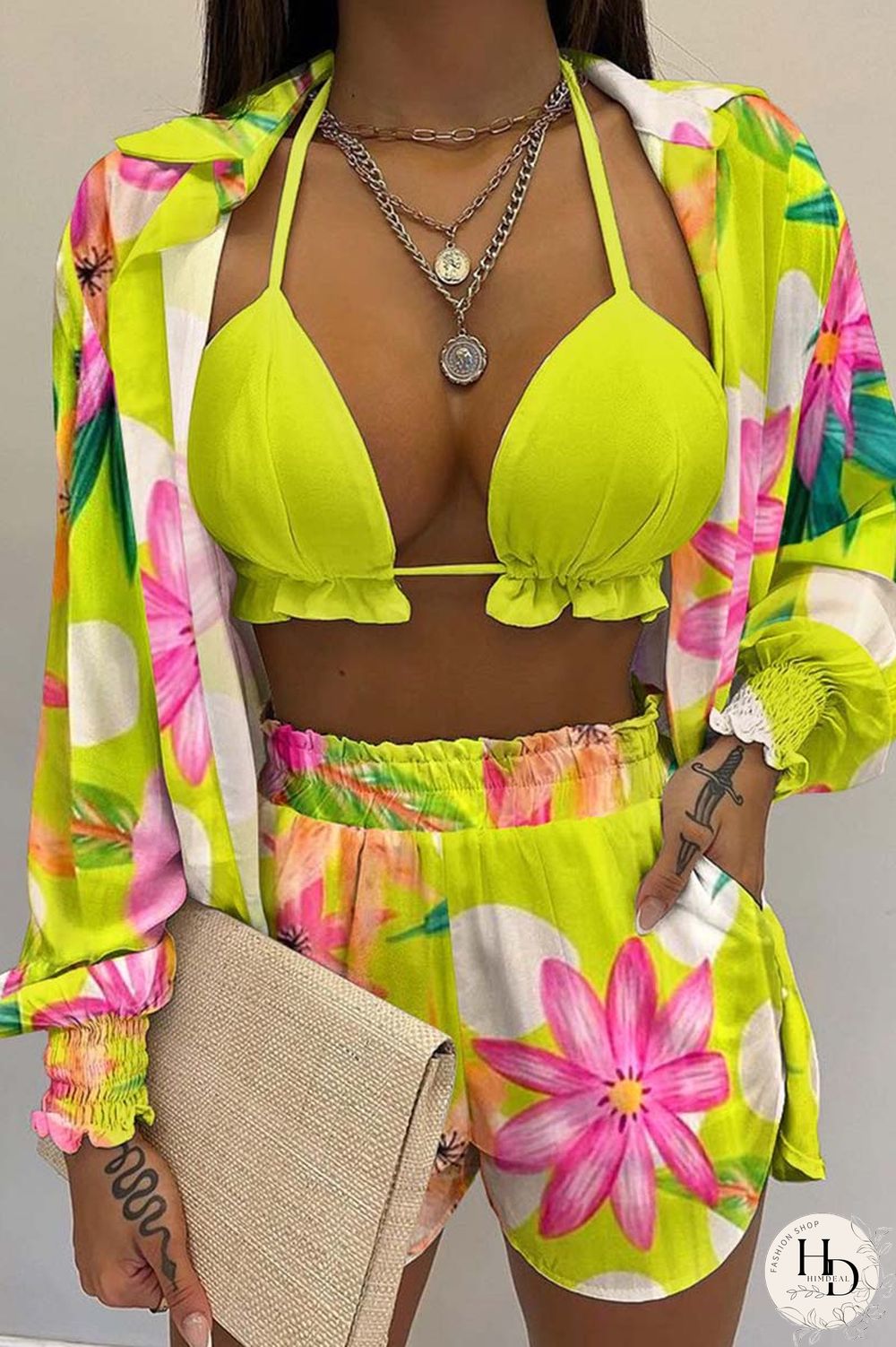 White Sexy Casual Print Solid Basic Long Sleeve Three Piece Set