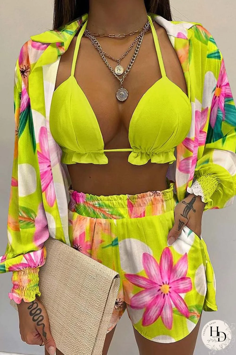 White Sexy Casual Print Solid Basic Long Sleeve Three Piece Set