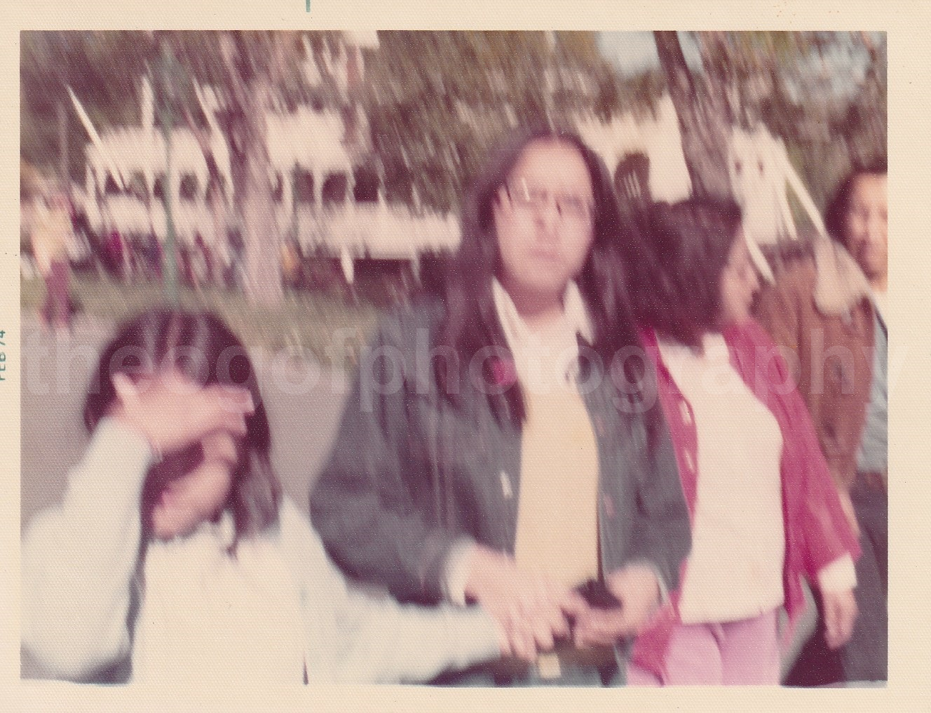 Blurry Disneyland FOUND Photo Poster painting ColorOriginal NAVAJO GIRLS 22 36