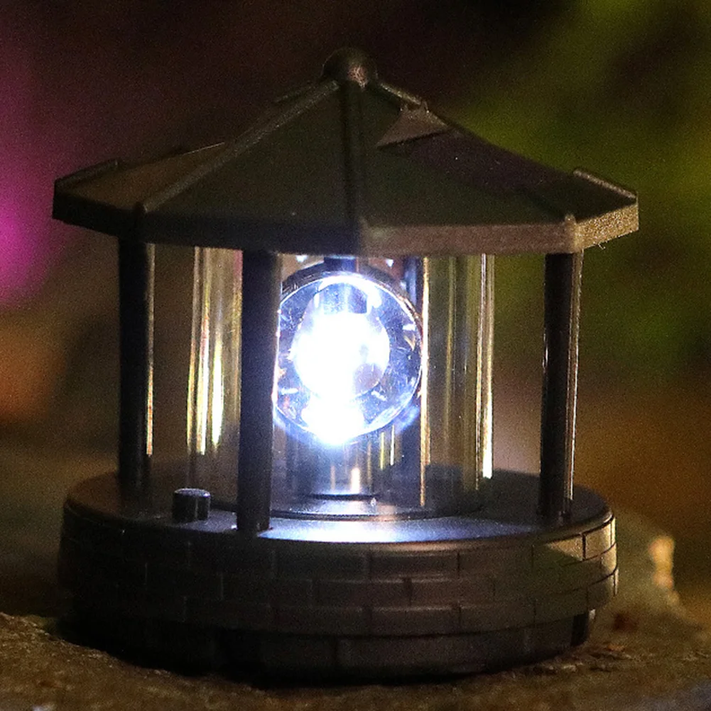 Solar LED Light Rotating Lighthouse Landscape Lamp Garden Decoration (A)