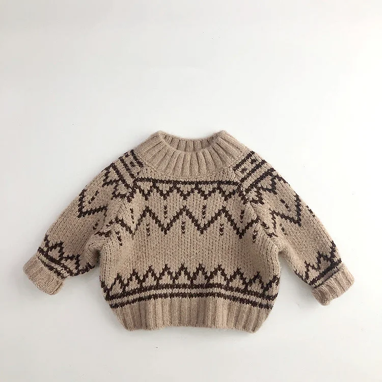 Toddler High Collar Knitted Design Retro Style Sweater