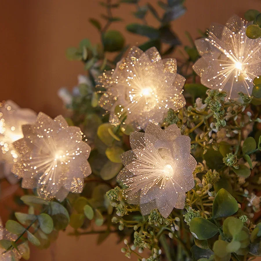 Tegooe Battery-Operated LED Fiber Optic Flower String Lights 2M3M