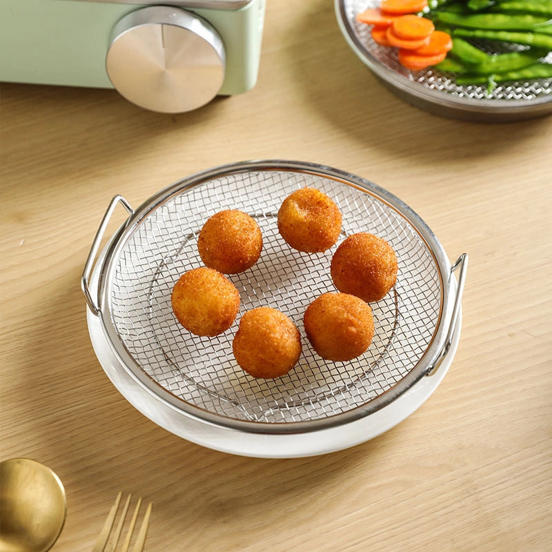 Stainless Steel Disc With Filter Mesh Household Kitchen Barbecue Fried Oil Filter Plate Cooling Drain Plate