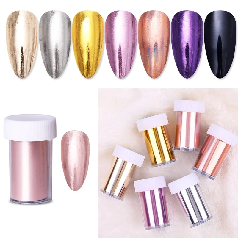 1 Roll Gold Sliver Nail Foils Sparkly Sky Glitter Nail Art Transfer Stickers Slider Paper Nail Art Manicures Decoration New-Nail Inspo