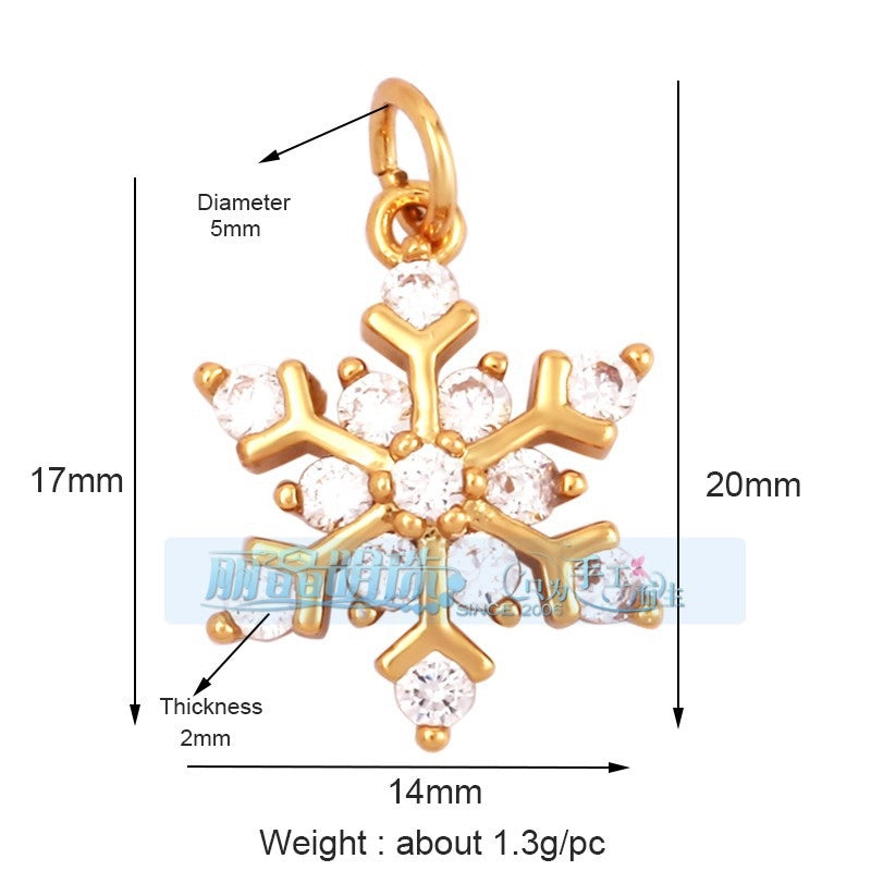 1 Piece Copper Geometric Heart Shape Snowflake Pendant Jewelry Accessories