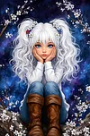 Luxury AB Velvet Diamond Painting Kit - Silver-Haired Girl