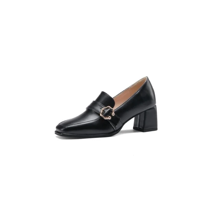 Tanguoant Tanguoant Size Large Size Women's Shoes Simple Square Head Thick Heel Shoes 726-6
