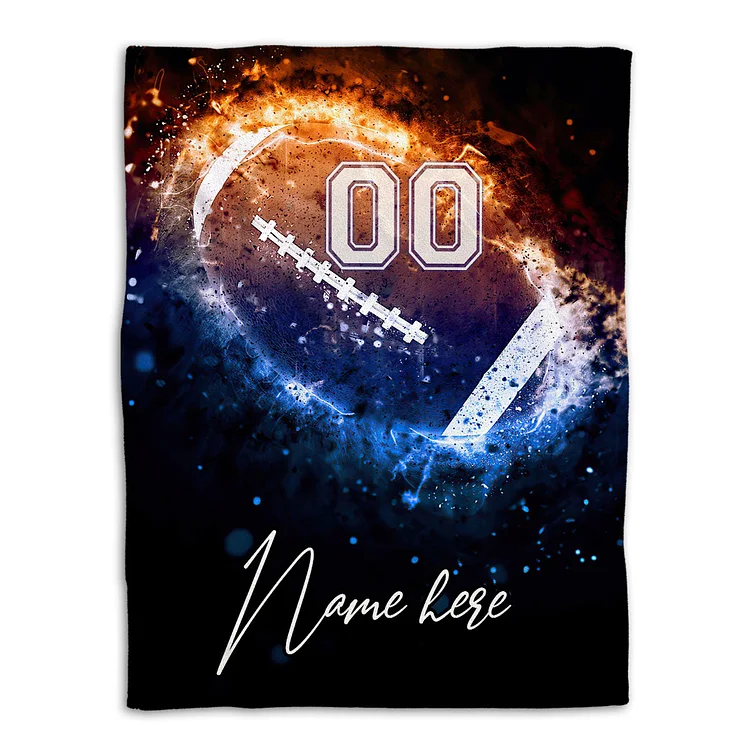 Personalized Super Bowl Football Blanket, American Football Boy Blanket, Custom Name Number [personalized name blankets][custom name blankets]