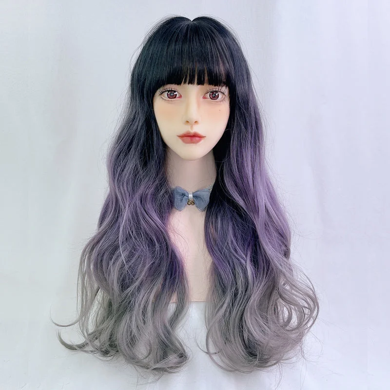 Purple Gradient Long Curly Wig BE995