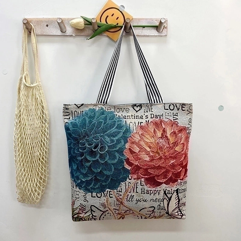 Women’s Vintage Style Flower Canvas Shopping Bags