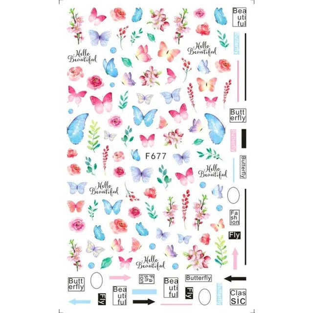 3D Flowers Charms Nail Art Decoration Stickers Geometry Leaf Floral Decorations Nail Design Gel Polish Summer Decals Wraps-Nail Inspo