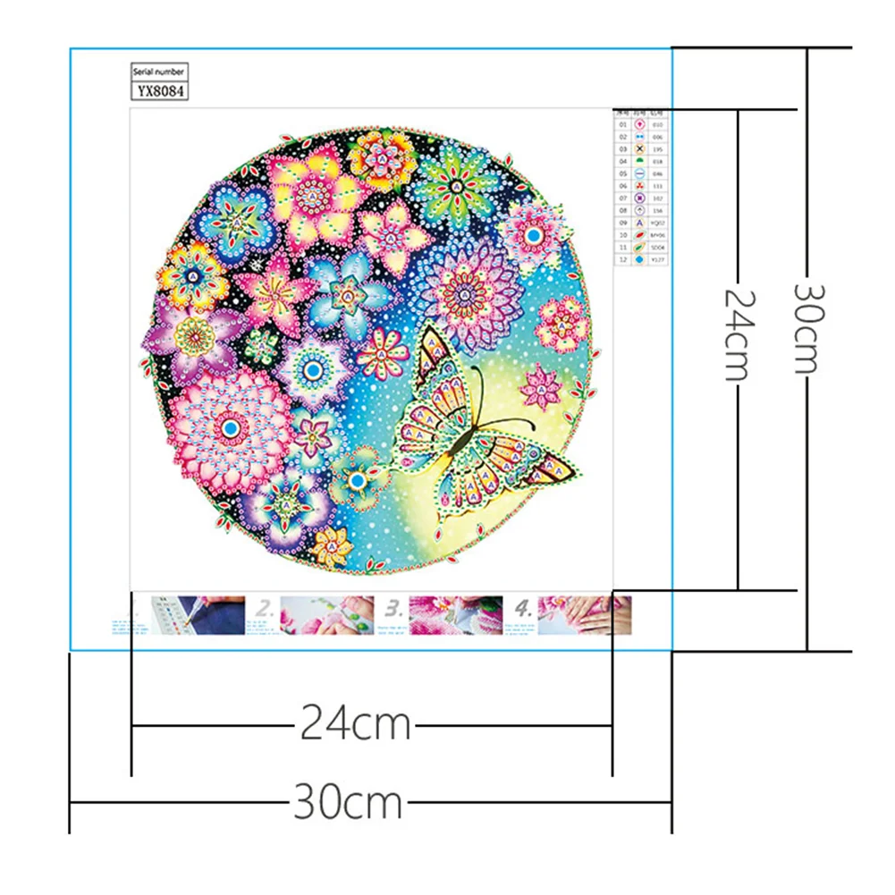 Diamond Painting - Special Shaped Drill - Colorful Butterfly(30*30cm)