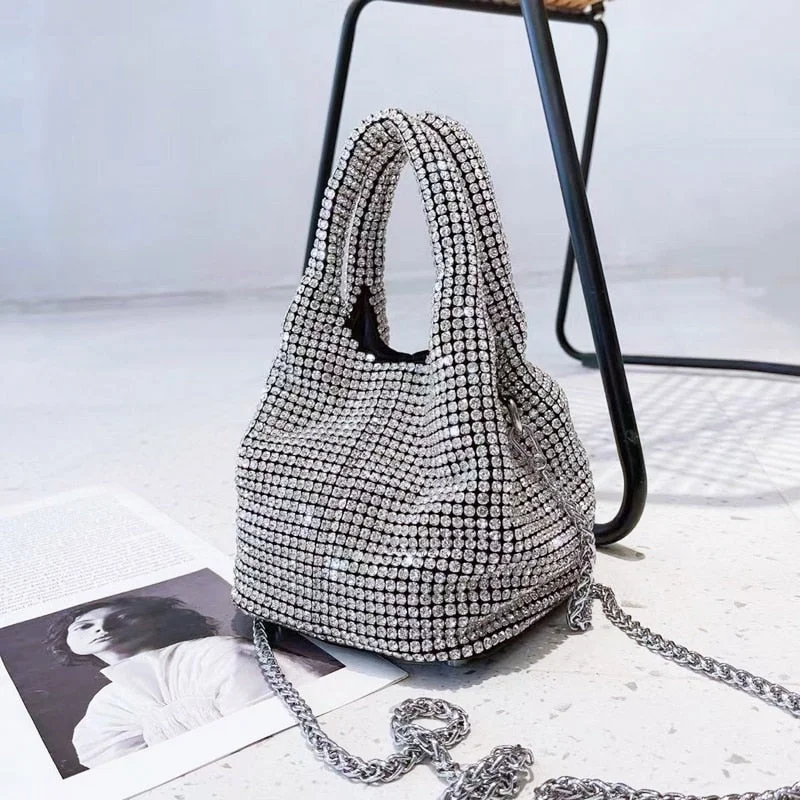 bag for women rhinestone crystal clutch purse bucket hand bags Shoulder bag Party Wedding luxury designer purses and handbags