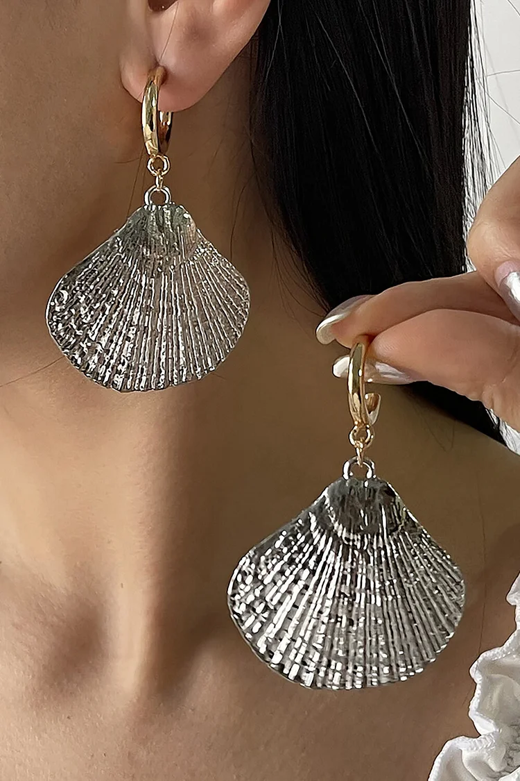 Seashell Pendant Alloy Fashionable Dangle Earrings