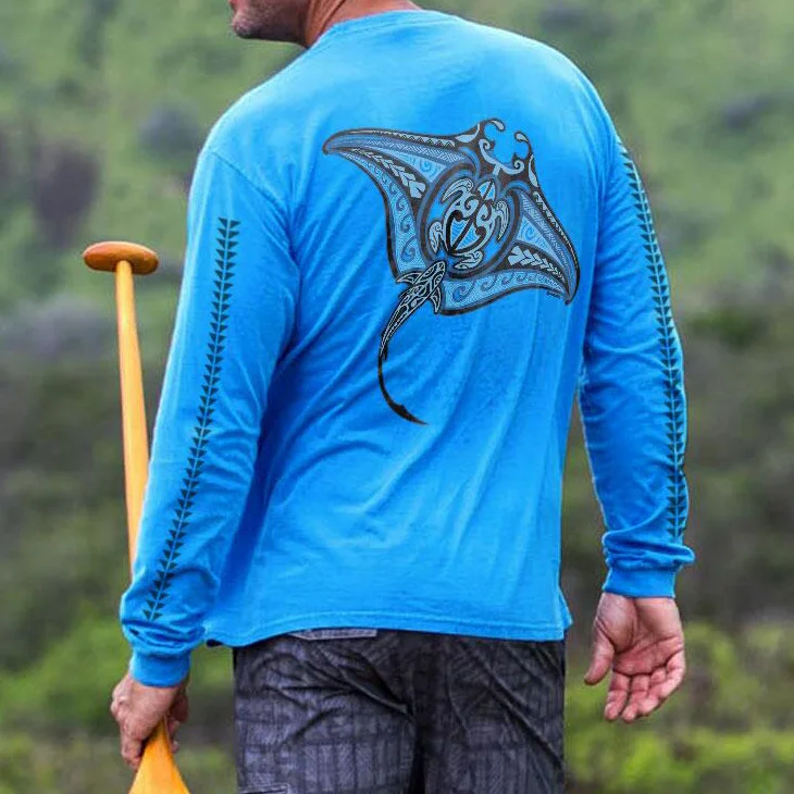Long Sleeve Ehukai Manta Blue Hawaii Classic T-shirt