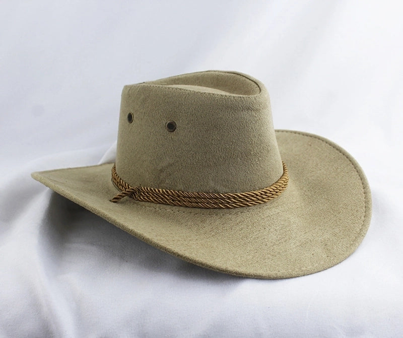American Western Cowboy Hat Spring And Autumn Leather Men’s Mountain Climbing Spanish Women’s Sun Big Edge Sun Hat Sunscreen Travel