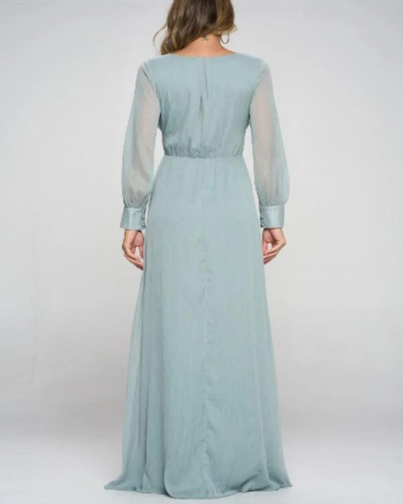 V Neck Elegant Chiffon Dress