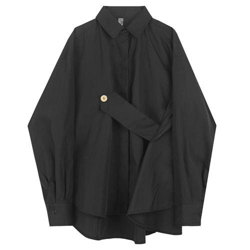 Shesgirls-Hidden Mountain Wind Dark Department To Create Designer Black Shirt Women Irregular Niche Shirt Women's Blouse-Usyaboys-Mne and Women's Street Fashion Shop-Christmas