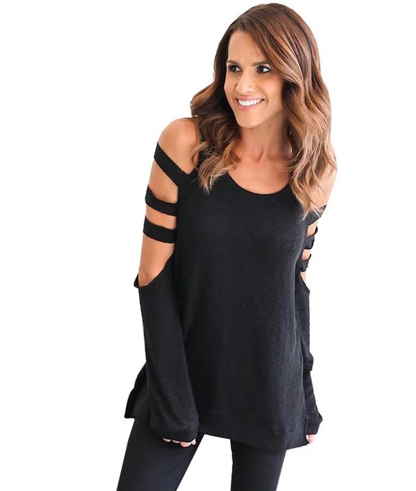 Sexy Hollow Out Long Sleeve T-Shirts