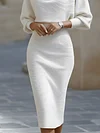 White Draped Batwing Midi DressChic Draped Neck Midi Dress &ndash; Perfect for Any Occasion