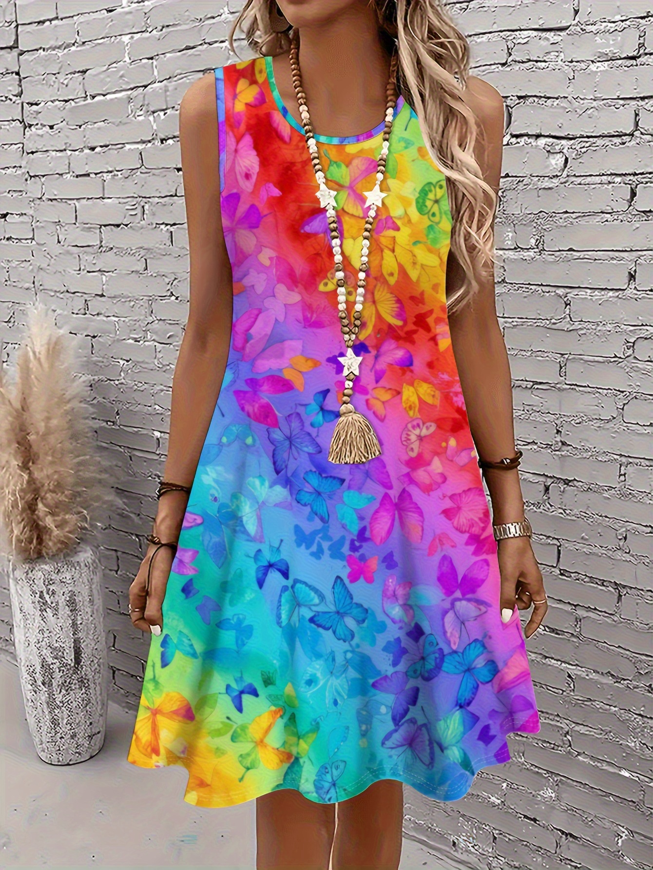 3d Ladies New Summer Women's Fashion Striped Gradient Printing Sleeveless A- Line Casual Spring And Summer Vest Dress Dress Holiday Dress Dress | IFYHOME