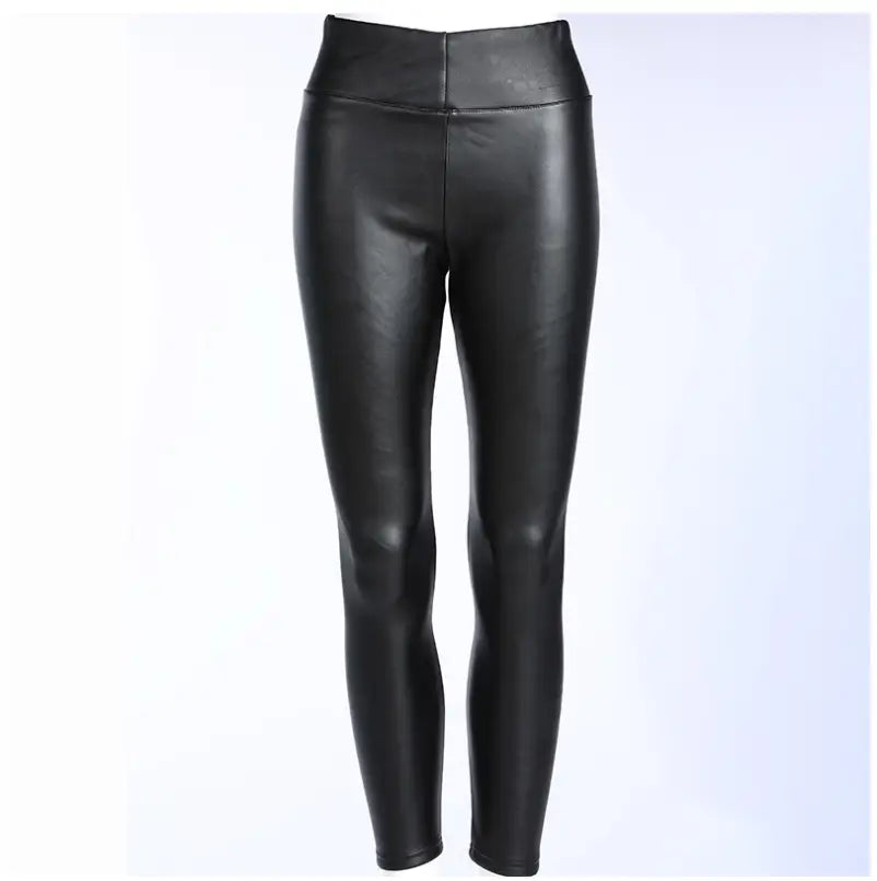 Plush Thick High Waist PU Slim Slim Leather Pants