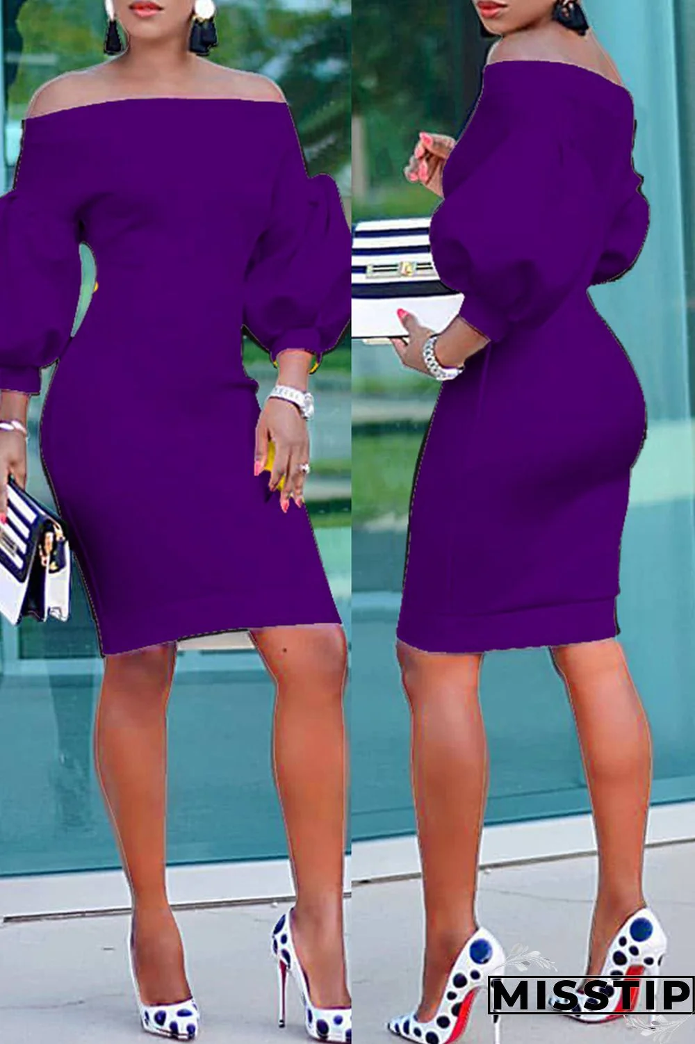 Black Fashion Casual Solid Backless Off the Shoulder Long Sleeve Dresses