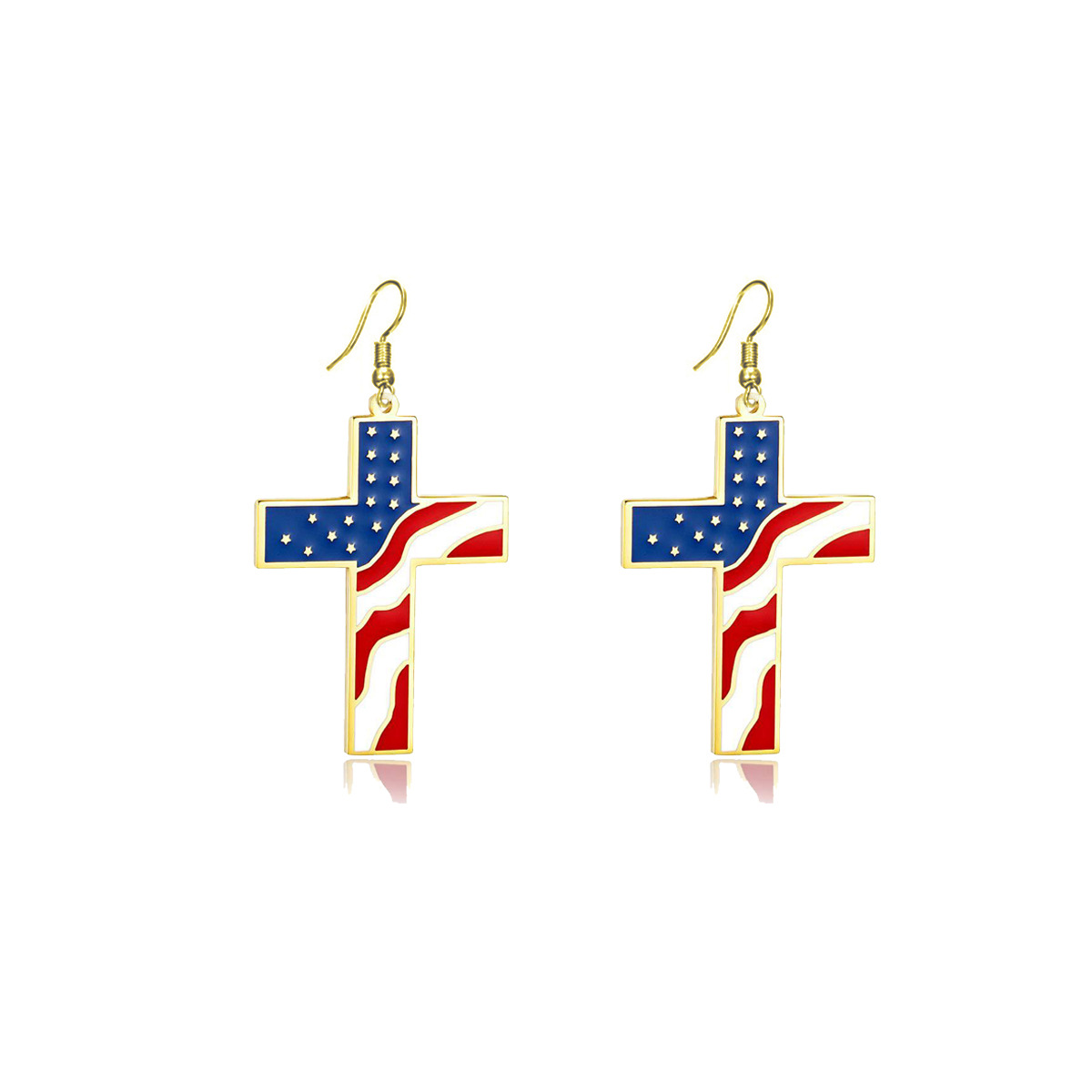 Independence Day Cross Pendant Earrings Couple Jewelry Suit