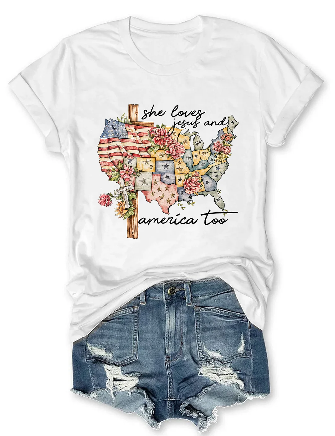 She Loves Jesus And America Too T-Shirt