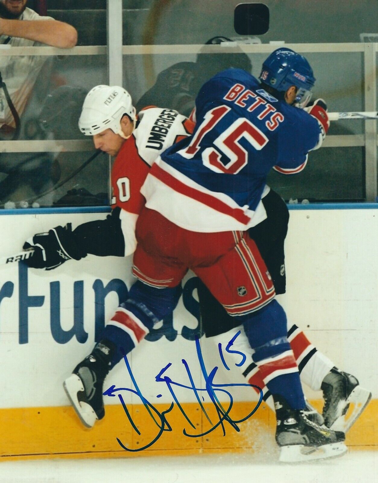 Signed 8x10 BLAIR BETTS New York Rangers Photo Poster painting - COA