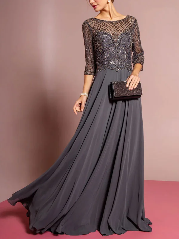 Mesh lace simple and elegant wedding long-sleeved women's dress
