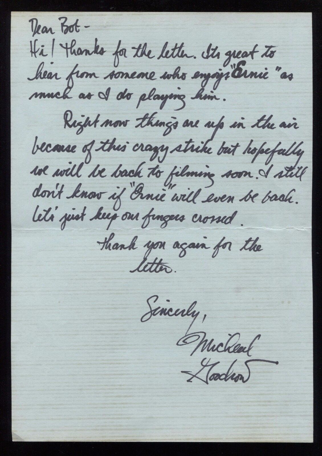 Michael Goodrow Autographed ALS Letter Signed - Ernie From Eight is Enough